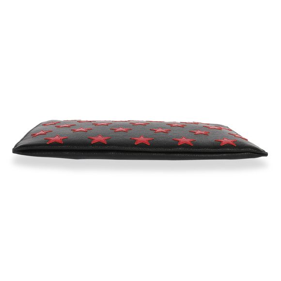 Saint Laurent Black & Red Leather Star Clutch - Picture 5 of 7